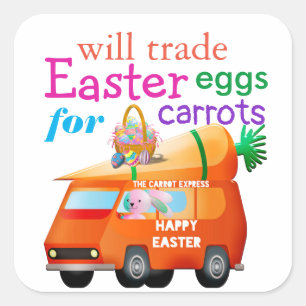 Colourful Trade Easter Eggs for Carrots Bunny Bus Square Sticker