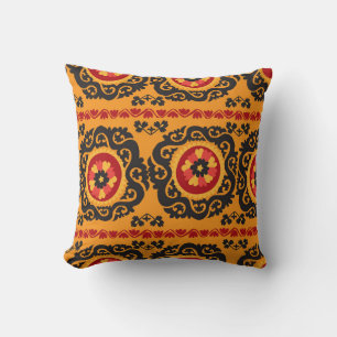 Colourful traditional asian carpet embroidery moti cushion
