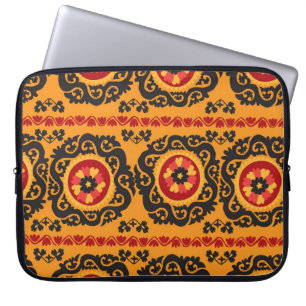 Colourful traditional asian carpet embroidery moti laptop sleeve