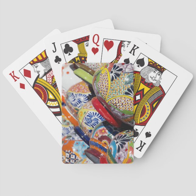 Colourful traditional hand-painted Mexican pottery Playing Cards (Back)