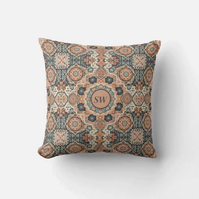 Colourful Traditional Moroccan Rug Pattern Cushion (Front)