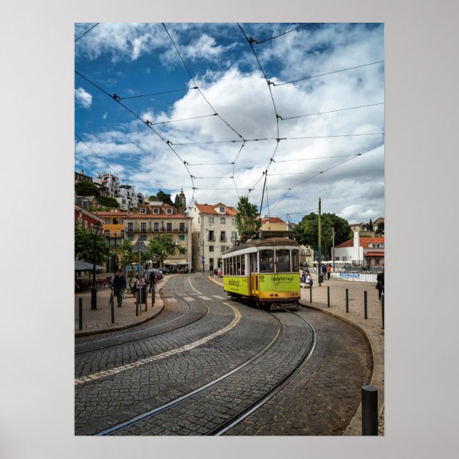 Colourful Traditional Tram Alfama Lisbon Portugal Poster (Front)