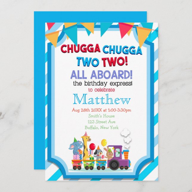 Colourful Train 2nd Birthday Party (Front/Back)