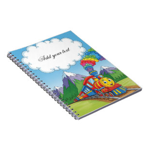 Colourful Train Kids Notebook – Cartoon Railway Co