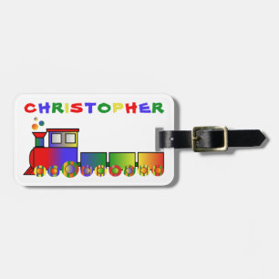 Colourful Train Personalised Luggage Tag