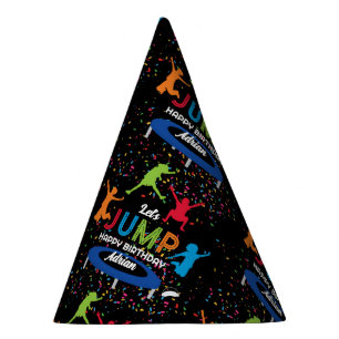 Colourful Trampoline Park Jump Kids Birthday Party Hat
