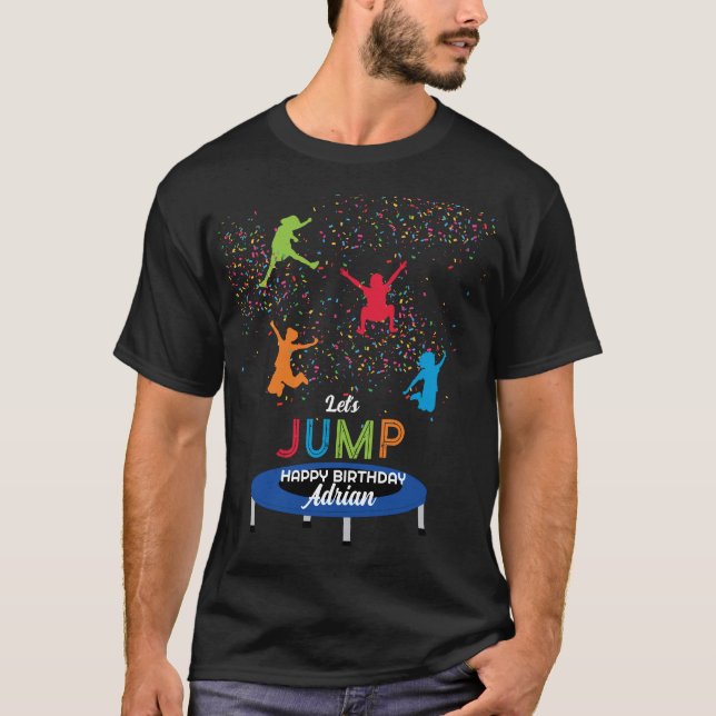 Colourful Trampoline Park Jump Kids Birthday Party T-Shirt (Front)