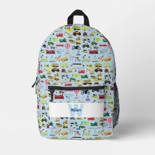 Colourful Transportation & Vehicles Kids Pattern Printed Backpack