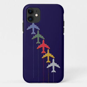 colourful travel aeroplanes iPhone 11 case