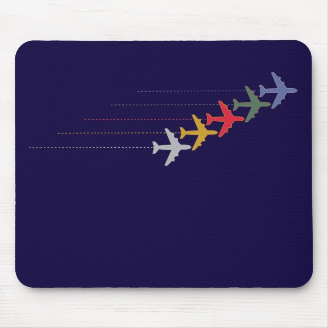 colourful travel aeroplanes mouse pad (Front)