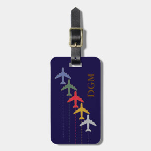 colourful travel aeroplanes personalised luggage tag
