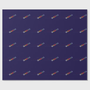 colourful travel aeroplanes wrapping paper