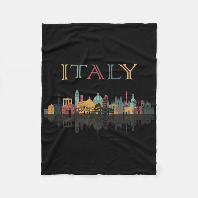 Colourful Travel Around Italy Family Shirt Europea Fleece Blanket (Front)