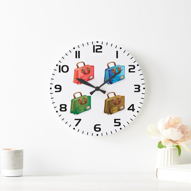 Colourful Travel Briefcase Collection Large Clock (Creator Uploaded)