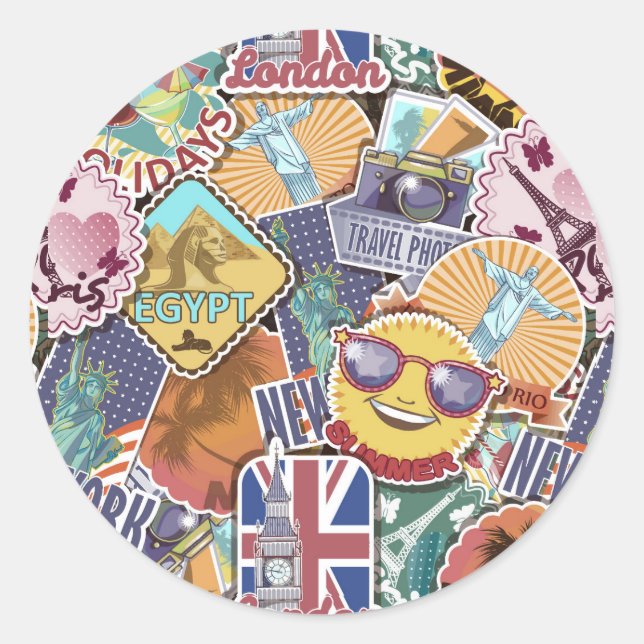 Colourful Travel Sticker Pattern (Front)