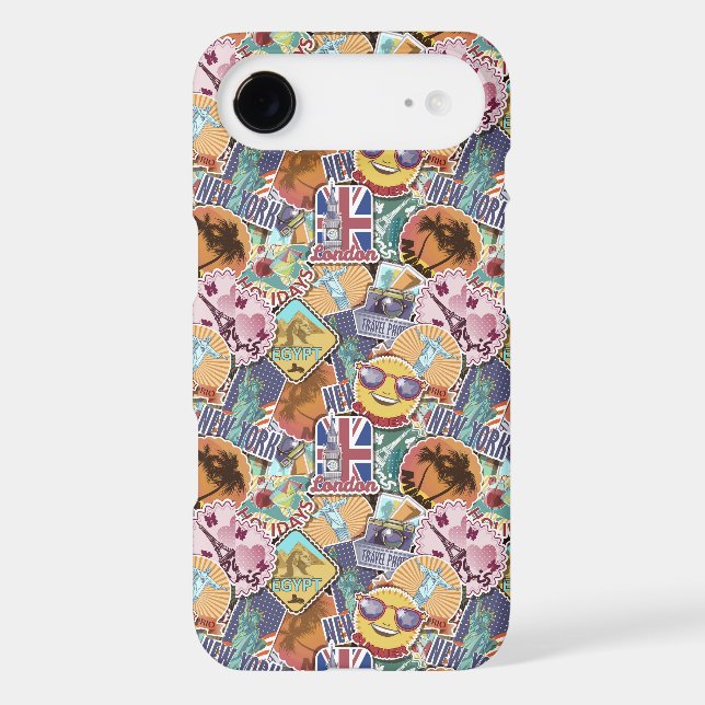 Colourful Travel Sticker Pattern Case-Mate iPhone Case (Back)
