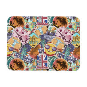 Colourful Travel Sticker Pattern Magnet