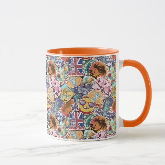 Colourful Travel Sticker Pattern Mug (Right)
