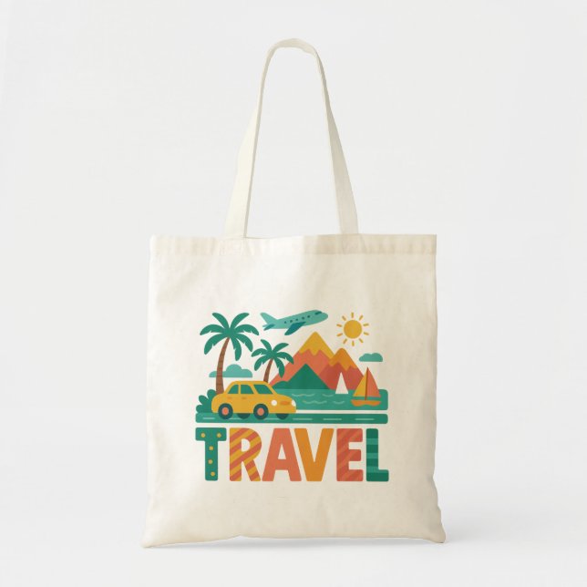 Colourful Travel Vacation Adventure Tote Bag (Front)