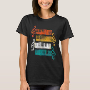 Colourful Treble Clef Keyboards Pianist Gifts Pian T-Shirt