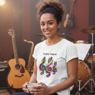 Colourful Treble Clef Music Design T-Shirt