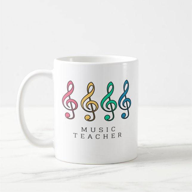 Colourful Treble Clef Music Teacher  Coffee Mug (Left)