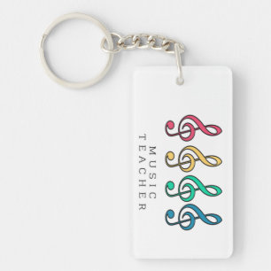 Colourful Treble Clef Music Teacher Key Ring