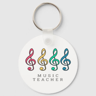 Colourful Treble Clef Music Teacher   Key Ring