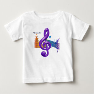 Colourful Treble Clef Music Tee – Custom Name