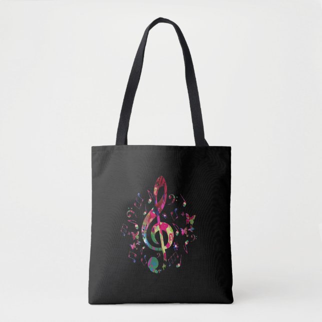 Colourful Treble Clef Music Tote Bag (Front)