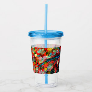 Colourful Tree And River Painting Acrylic Tumbler