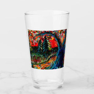 Colourful Tree And River Painting Glass