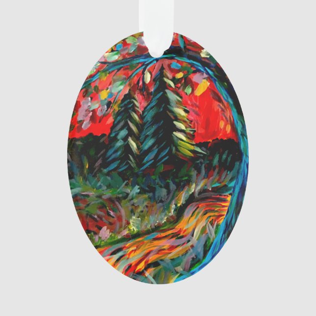 Colourful Tree And River Painting Ornament (Front)