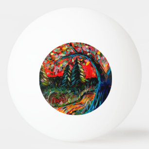 Colourful Tree And River Painting Ping Pong Ball