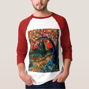 Colourful Tree And River Painting T-Shirt