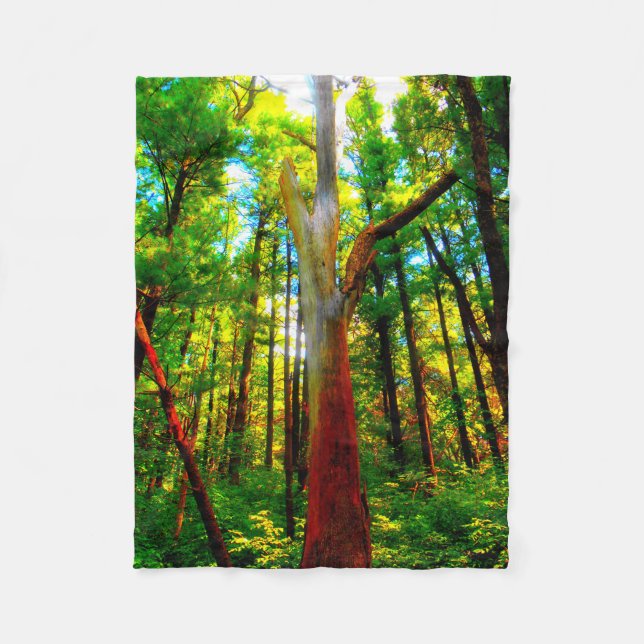 Colourful Tree Bark Fleece Blanket (Front)