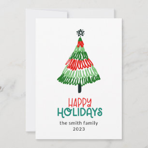 Colourful Tree christmas Happy Holiday Card
