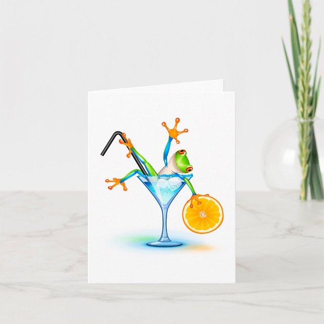 Colourful Tree Frog Cocktail Glass Card (Creator Uploaded)