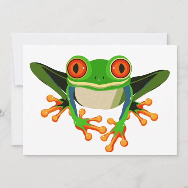 Colourful Tree Frog Invitation (Front)
