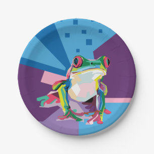 Colourful Tree Frog Portrait Paper Plate