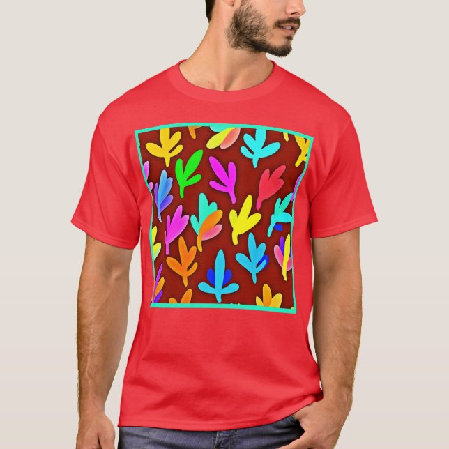 Colourful Tree Leaves Dance Pattern T-Shirt (Front)
