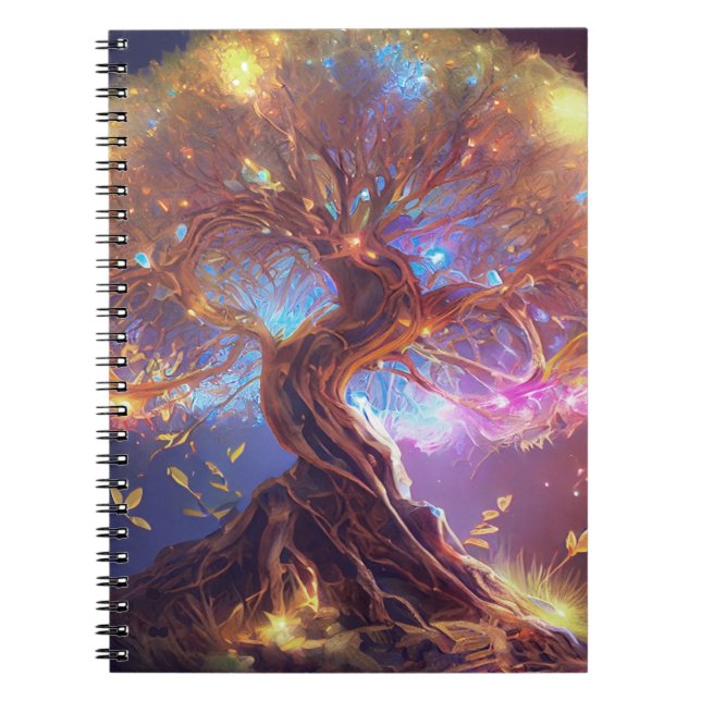 Colourful Tree of Life Ancient Glowing Notebook (Front)