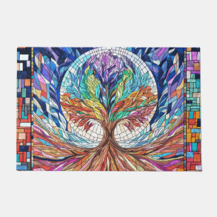 Colourful Tree of Life Mosaic art Doormat