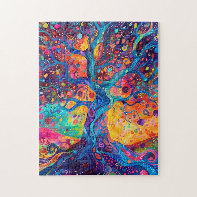 Colourful Tree of Life Rainbow Serenity Nature Art Jigsaw Puzzle (Vertical)