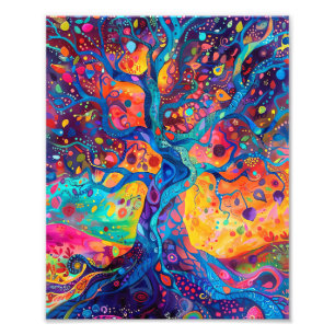 Colourful Tree of Life Rainbow Serenity Nature Art Photo Print