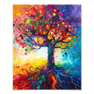 Colourful Tree of Life Rainbow Serenity Nature Art Photo Print