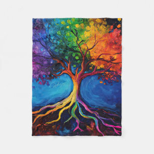 Colourful Tree of Life Roots Knowledge Wisdom Peac Fleece Blanket