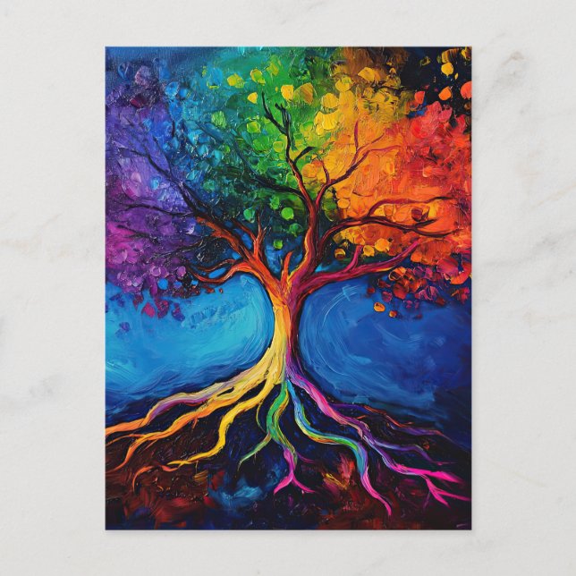 Colourful Tree of Life Roots Knowledge Wisdom Peac Postcard (Front)