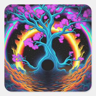 Colourful Tree of Life Square Sticker