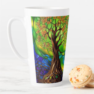 Colourful Tree of Life Stained Glass Look II Latte Mug